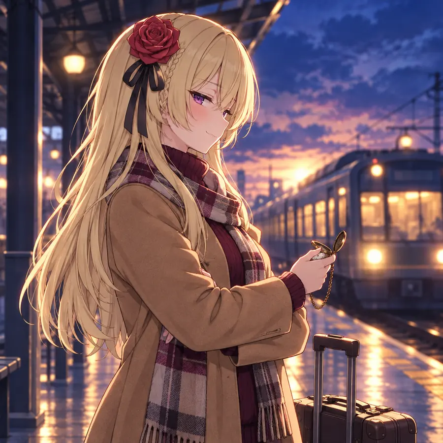 ローゼ：夕暮れの駅で待機