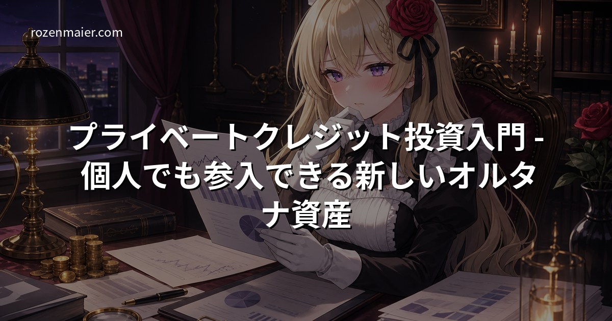 プライベートクレジット投資入門 - 個人でも参入できる新しいオルタナ資産