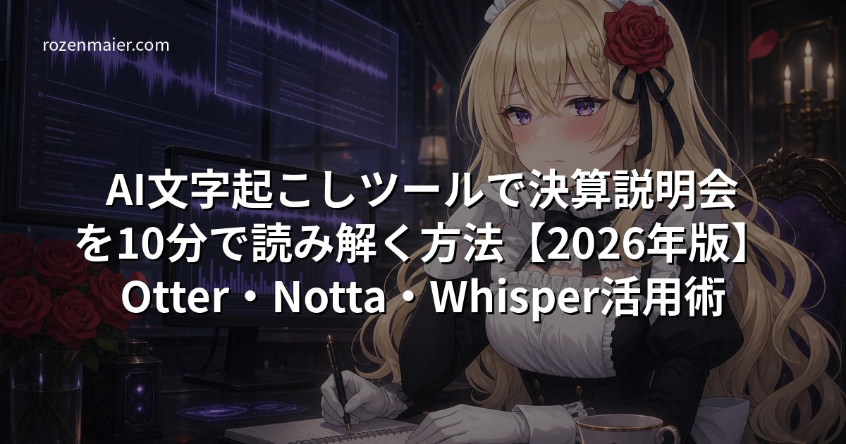 AI文字起こしツールで決算説明会を10分で読み解く方法【2026年版】Otter・Notta・Whisper活用術