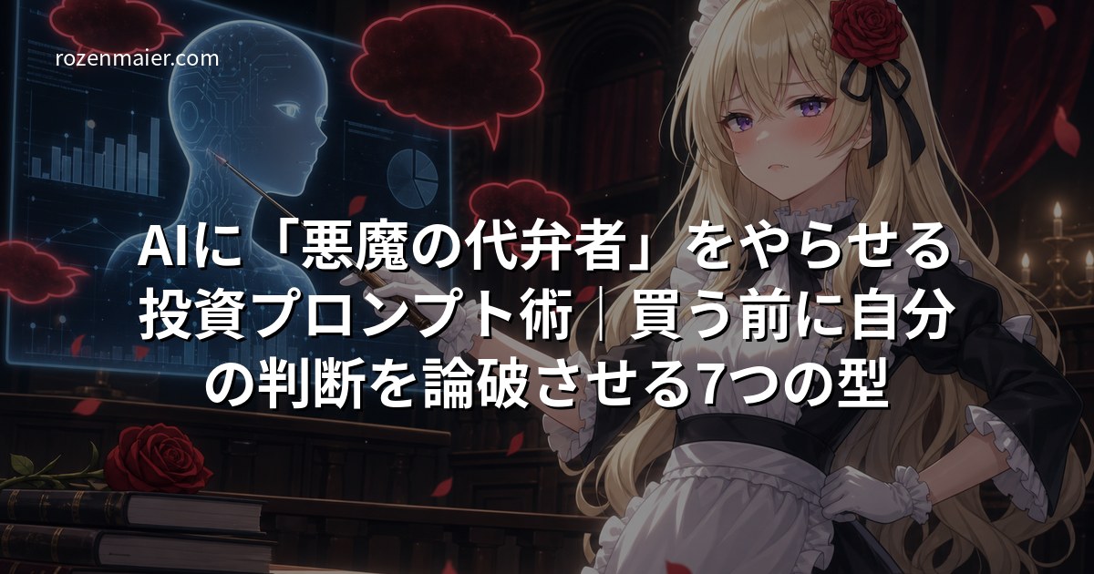AIに「悪魔の代弁者」をやらせる投資プロンプト術｜買う前に自分の判断を論破させる7つの型