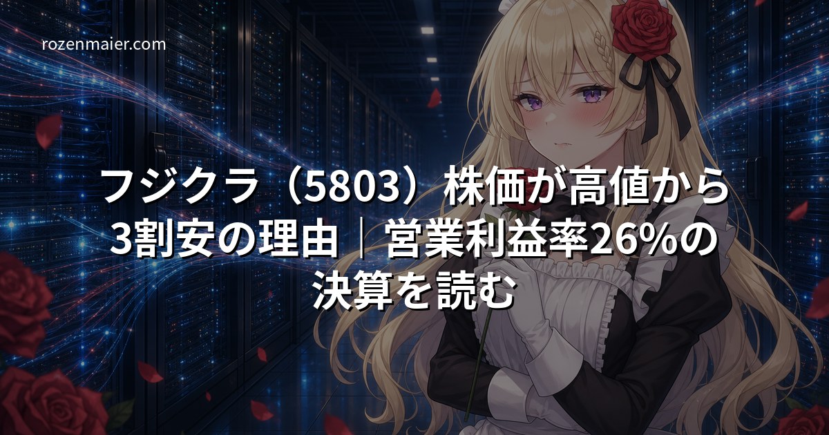 フジクラ(5803)株価が高値から3割安の理由|営業利益率26%の決算を読む