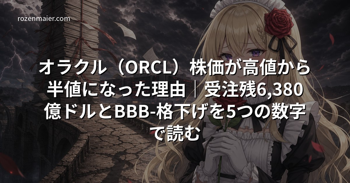オラクル（ORCL）株価が高値から半値になった理由｜受注残6,380億ドルとBBB-格下げを5つの数字で読む