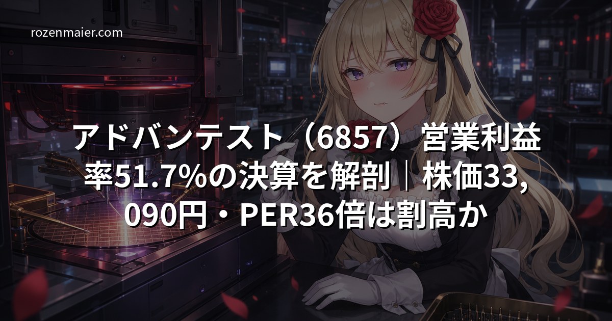 アドバンテスト（6857）営業利益率51.7%の決算を解剖｜株価33,090円・PER36倍は割高か