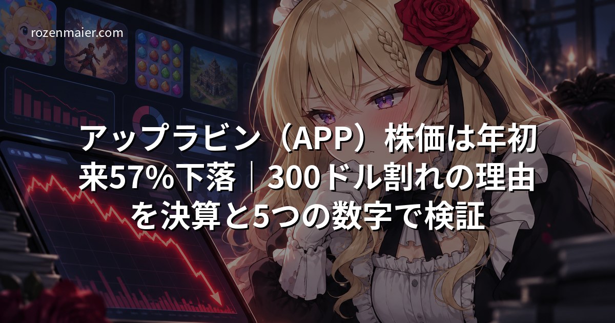 アップラビン(APP)株価は年初来57%下落|300ドル割れの理由を決算と5つの数字で検証