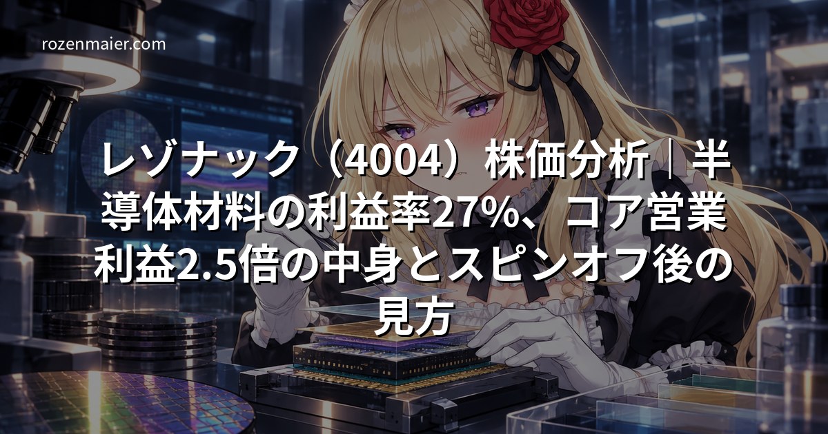 レゾナック(4004)株価分析|半導体材料の利益率27%、コア営業利益2.5倍の中身とスピンオフ後の見方