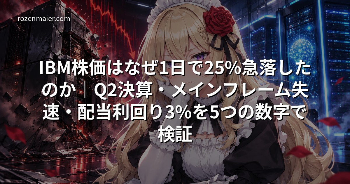 IBM株価はなぜ1日で25%急落したのか｜Q2決算・メインフレーム失速・配当利回り3%を5つの数字で検証