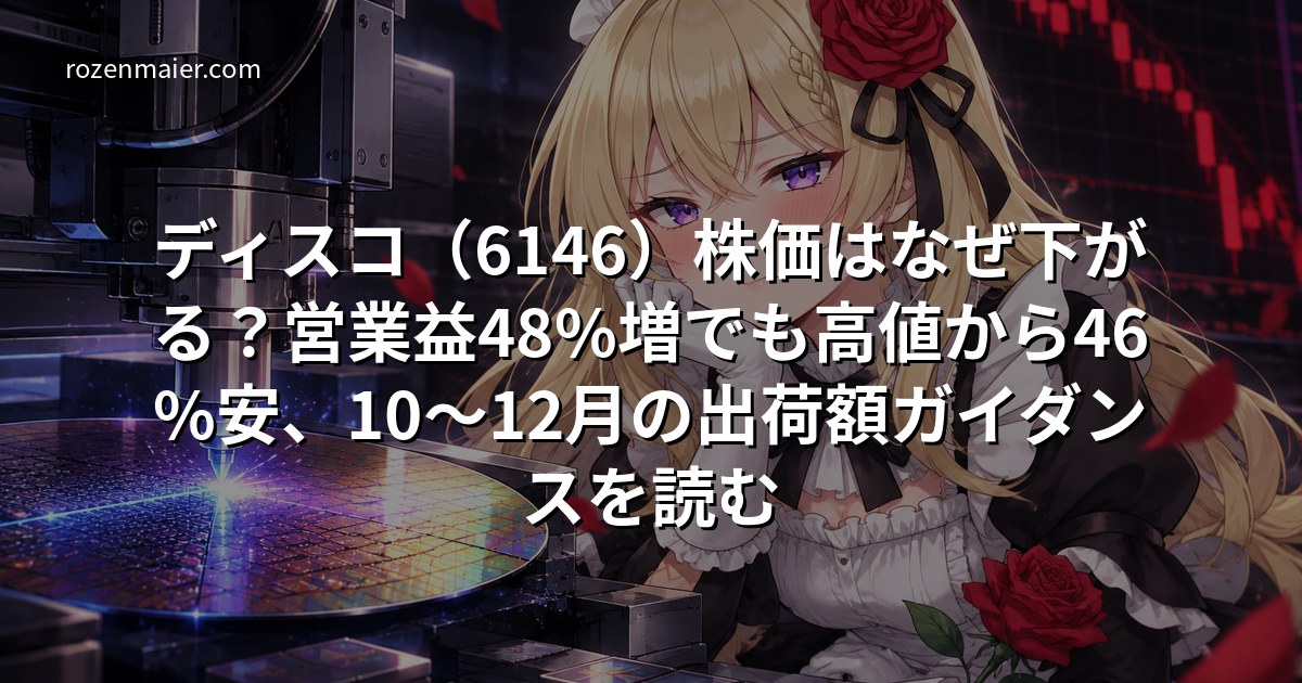 ディスコ（6146）株価はなぜ下がる？営業益48%増でも高値から46%安、10〜12月の出荷額ガイダンスを読む